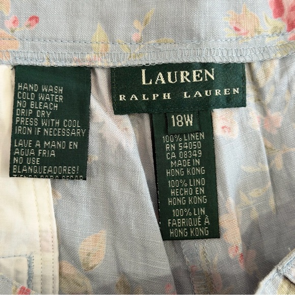 Lauren Ralph Lauren Womens Vintage Floral Linen Shorts 18W Blue Cottagecore - Picture 3 of 10